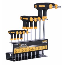 (10pcs) Juego de Llaves Torx con Mango en T y Marco Metálico                                                             *