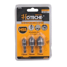 (3 Pcs) Juego De Brocas Avellanadora Para Madera y Metal